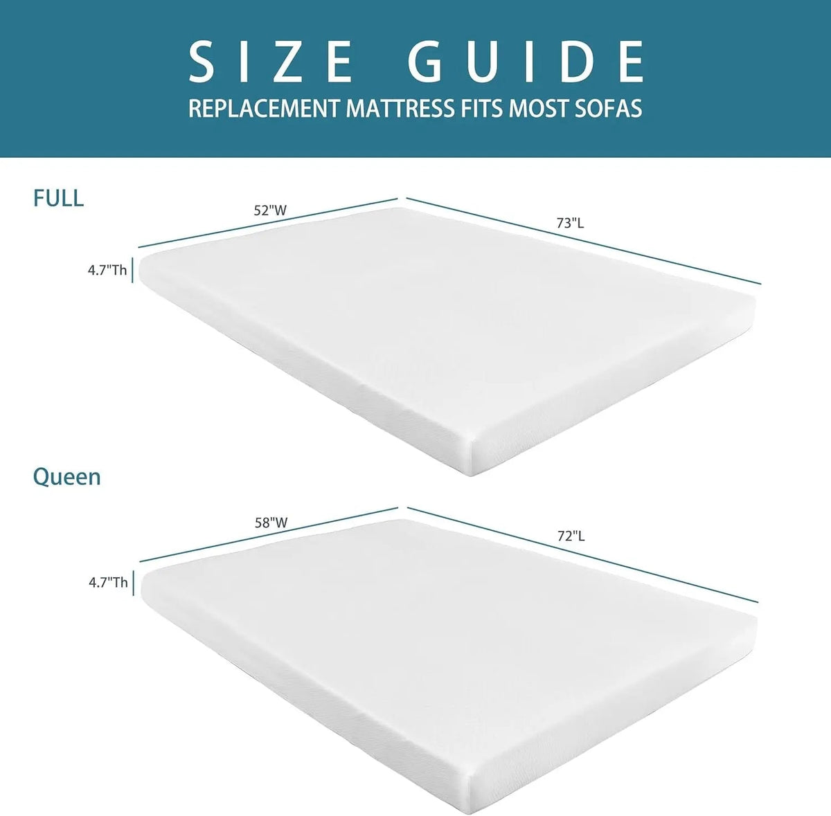 4.7 Inch Memory Foam Sofa Mattress CertipurCertified - Get it from Bo