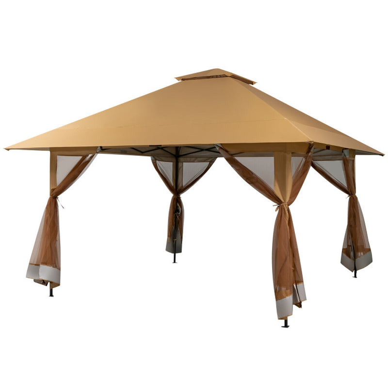 13 X 13 Feet Pop-Up Instant Gazebo Canopy Tent with Mesh Sidewall ShipItFurniture