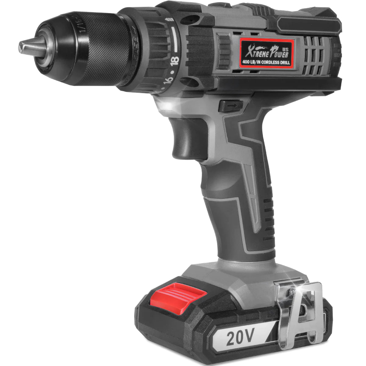 XtremepowerUS Cordless Power Drill w/Belt Clip Electric 20V Max Cordless