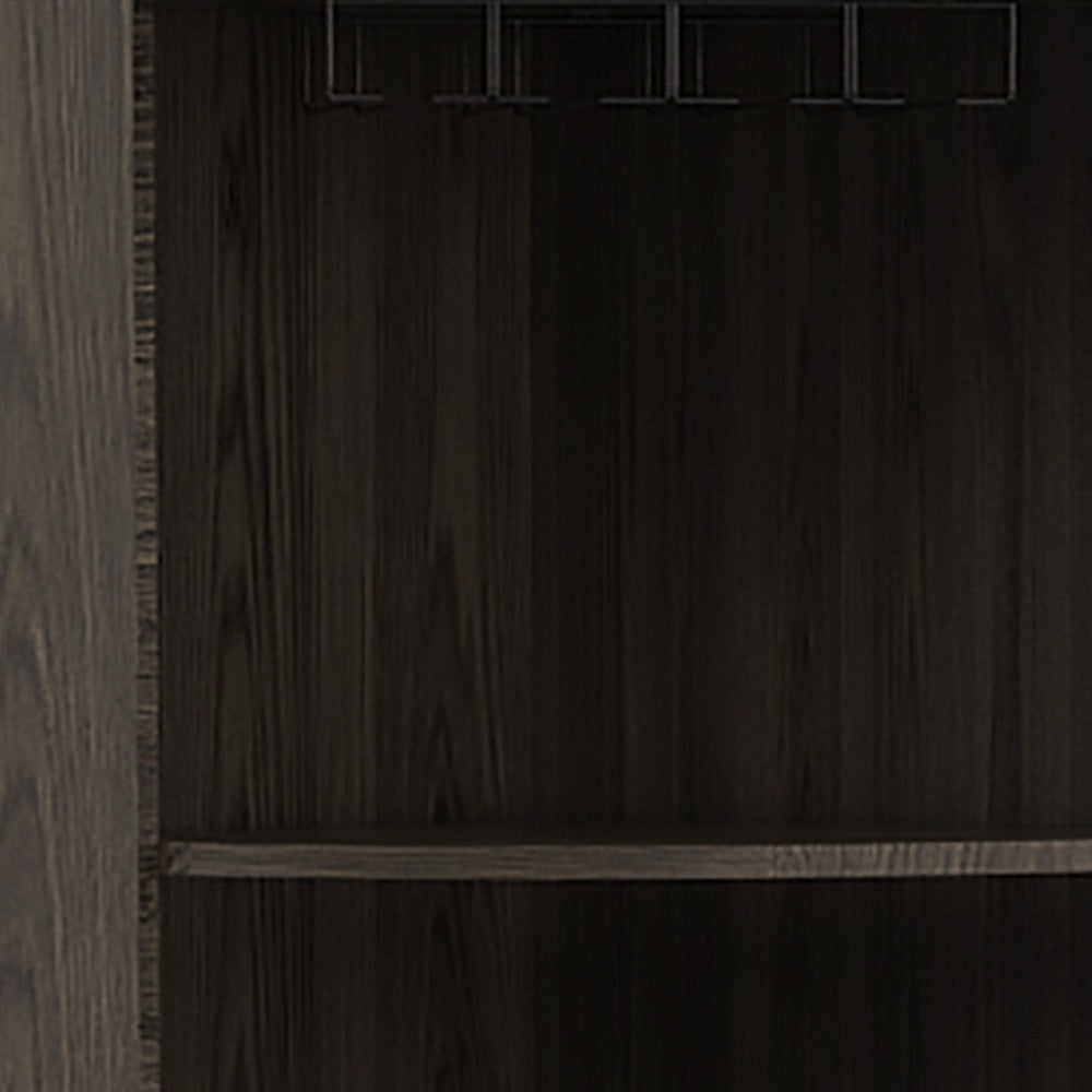 71" Dark Brown Wood Corner Bar Cabinet With Two Doors
