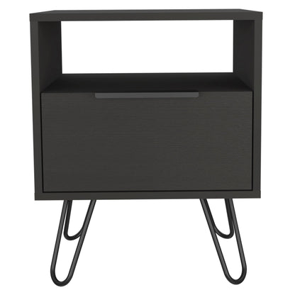 22" Black Wood Nightstand Homeroots