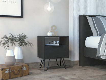 22" Black Wood Nightstand Homeroots
