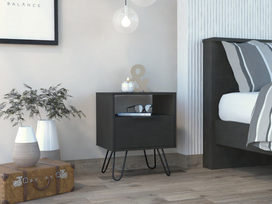 22" Black Wood Nightstand Homeroots