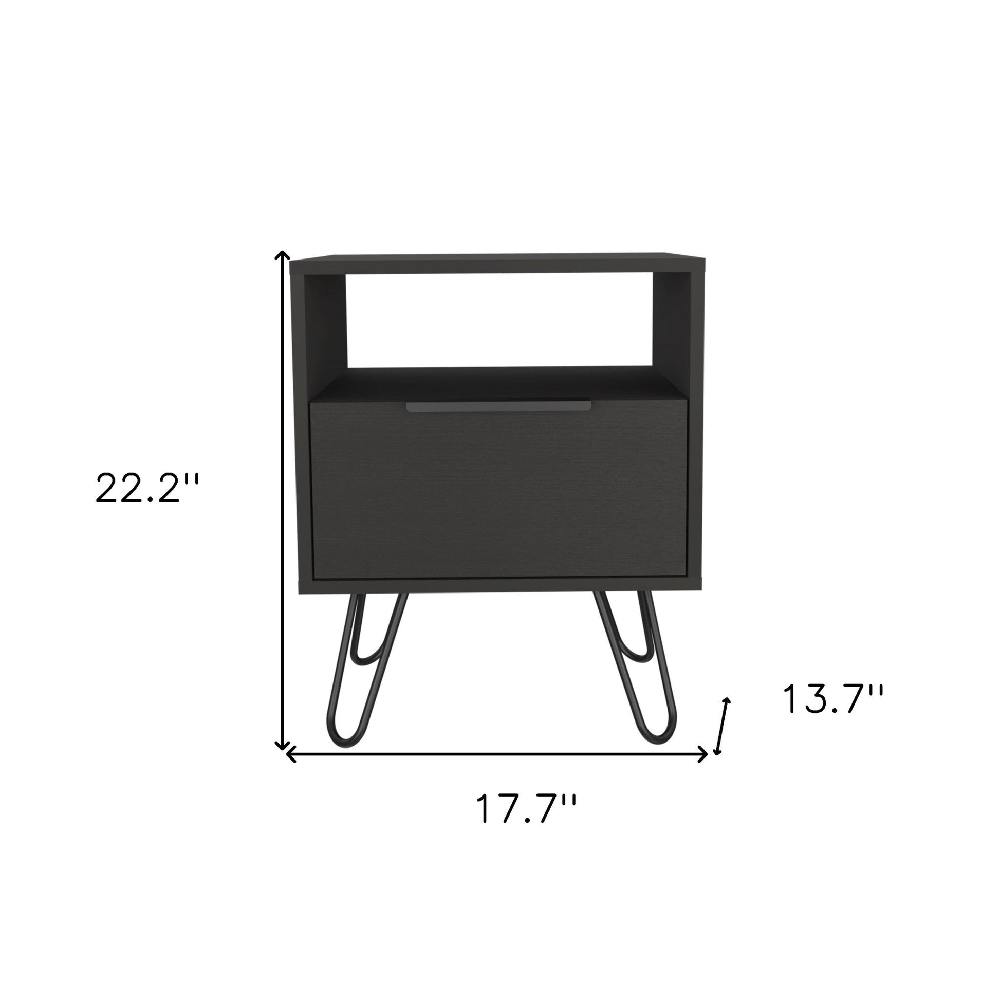 22" Black Wood Nightstand Homeroots