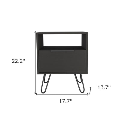 22" Black Wood Nightstand Homeroots