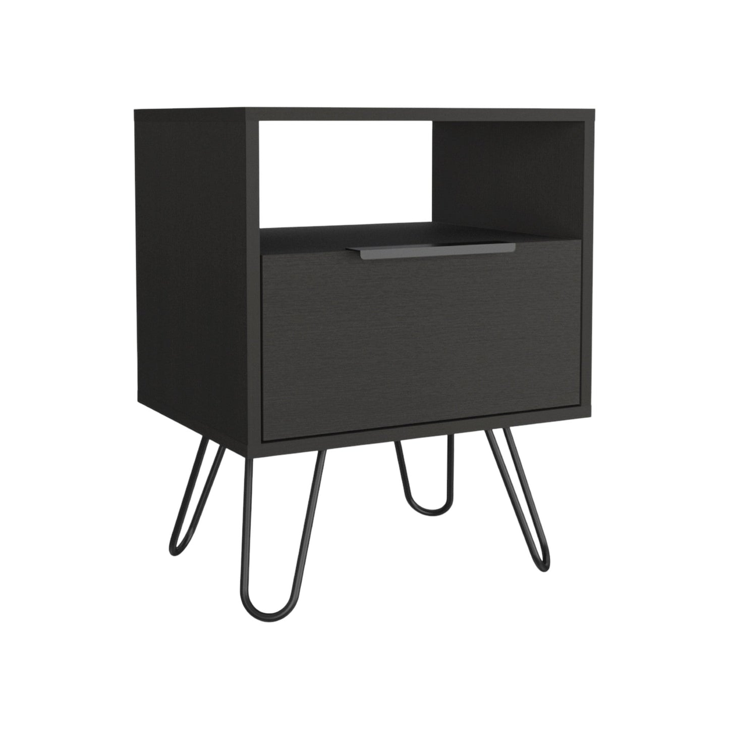 22" Black Wood Nightstand Homeroots