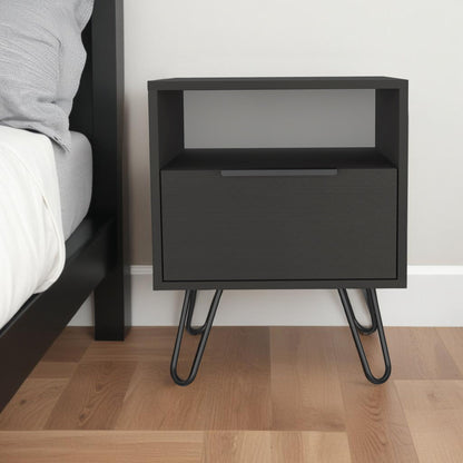 22" Black Wood Nightstand Homeroots