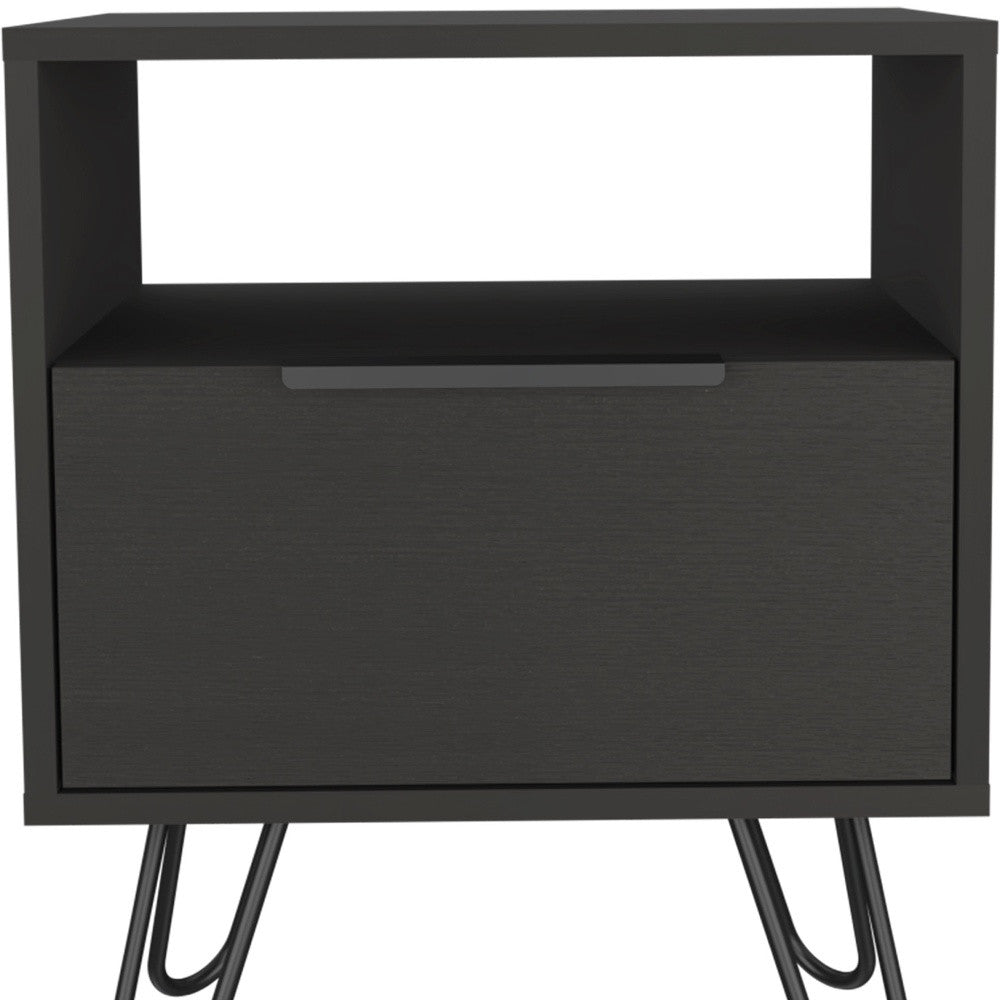 22" Black Wood Nightstand Homeroots