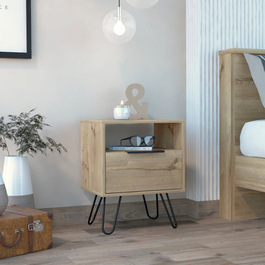 22" Oak Wood Nightstand Homeroots