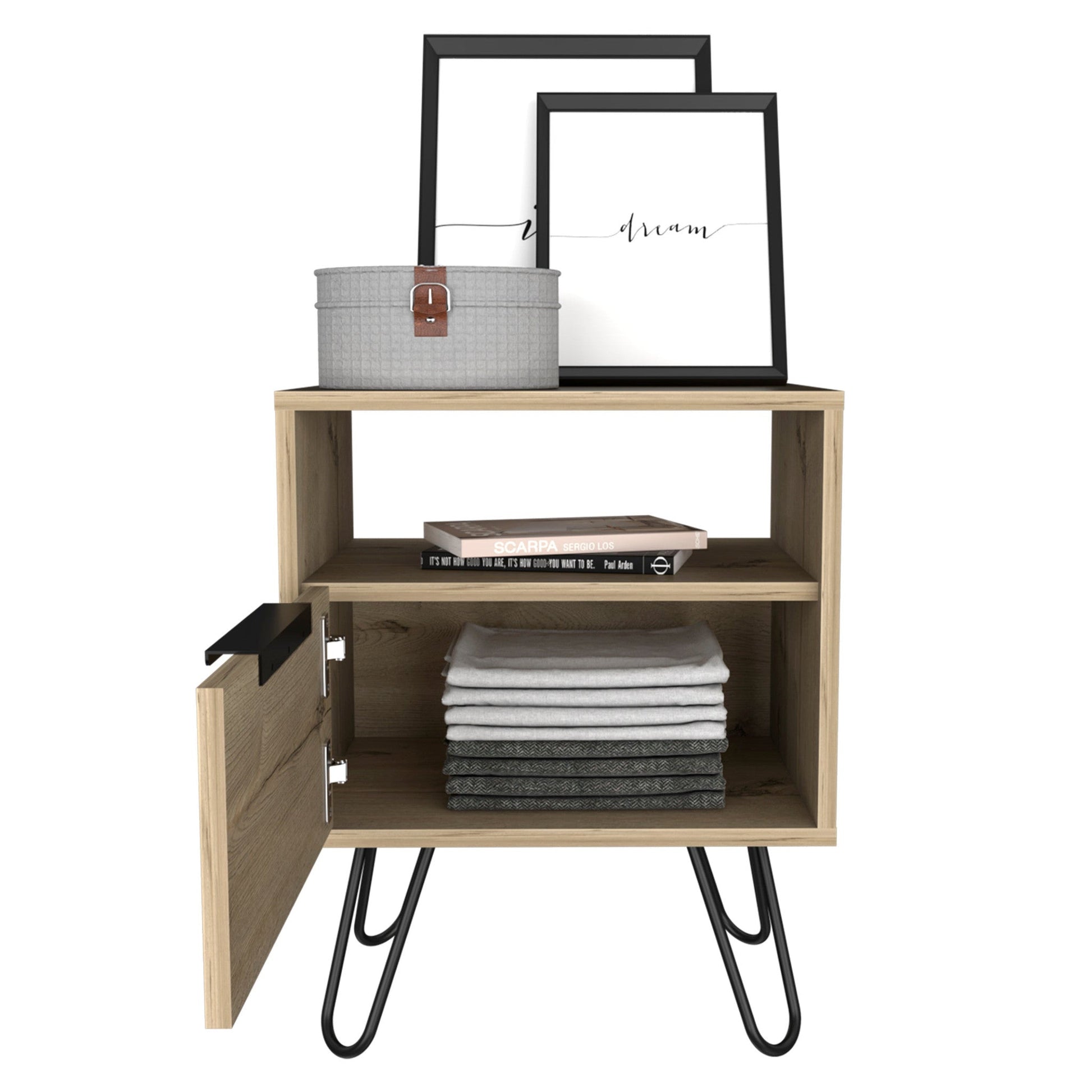 22" Oak Wood Nightstand Homeroots