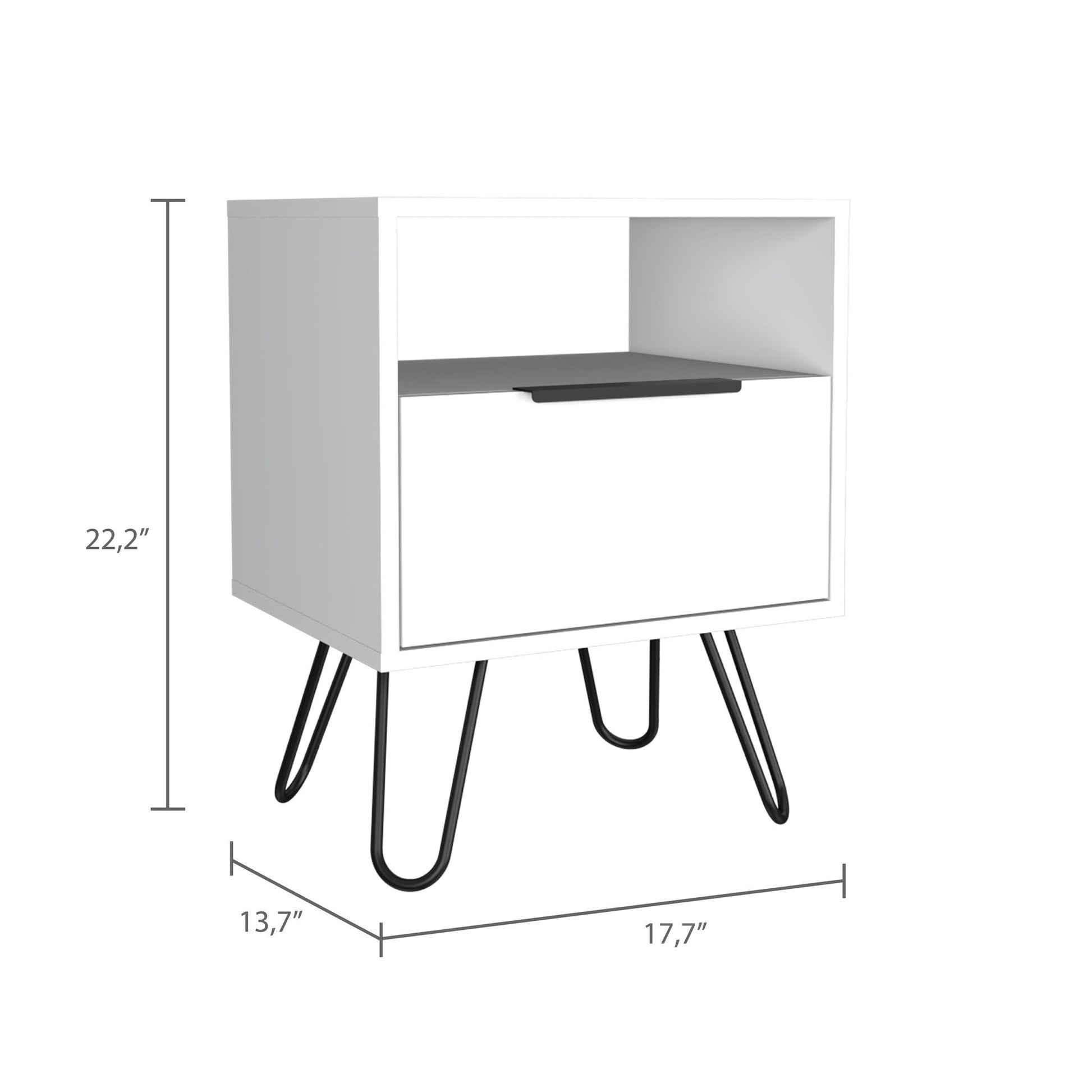 22" White Wood Nightstand Homeroots