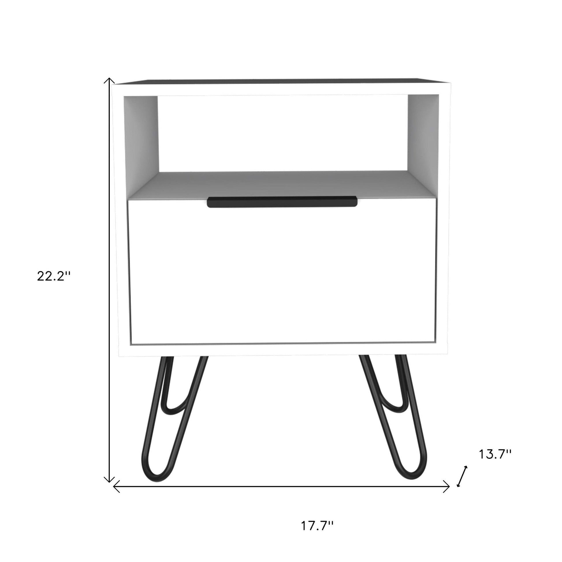 22" White Wood Nightstand Homeroots