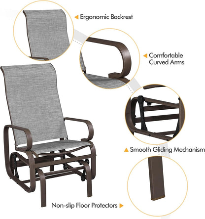 Outdoor Patio Glider Chairs with Breathable Sling Fabric ShipItFurniture