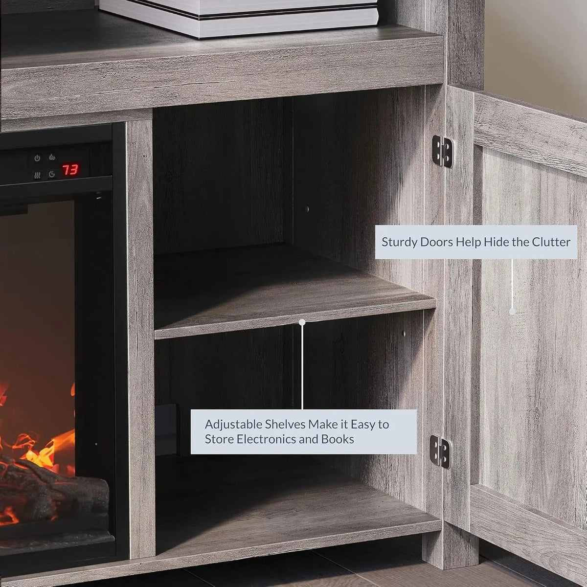 48 Inch Grey Wash TV Stand With Electric Fireplace - Get it from Bo