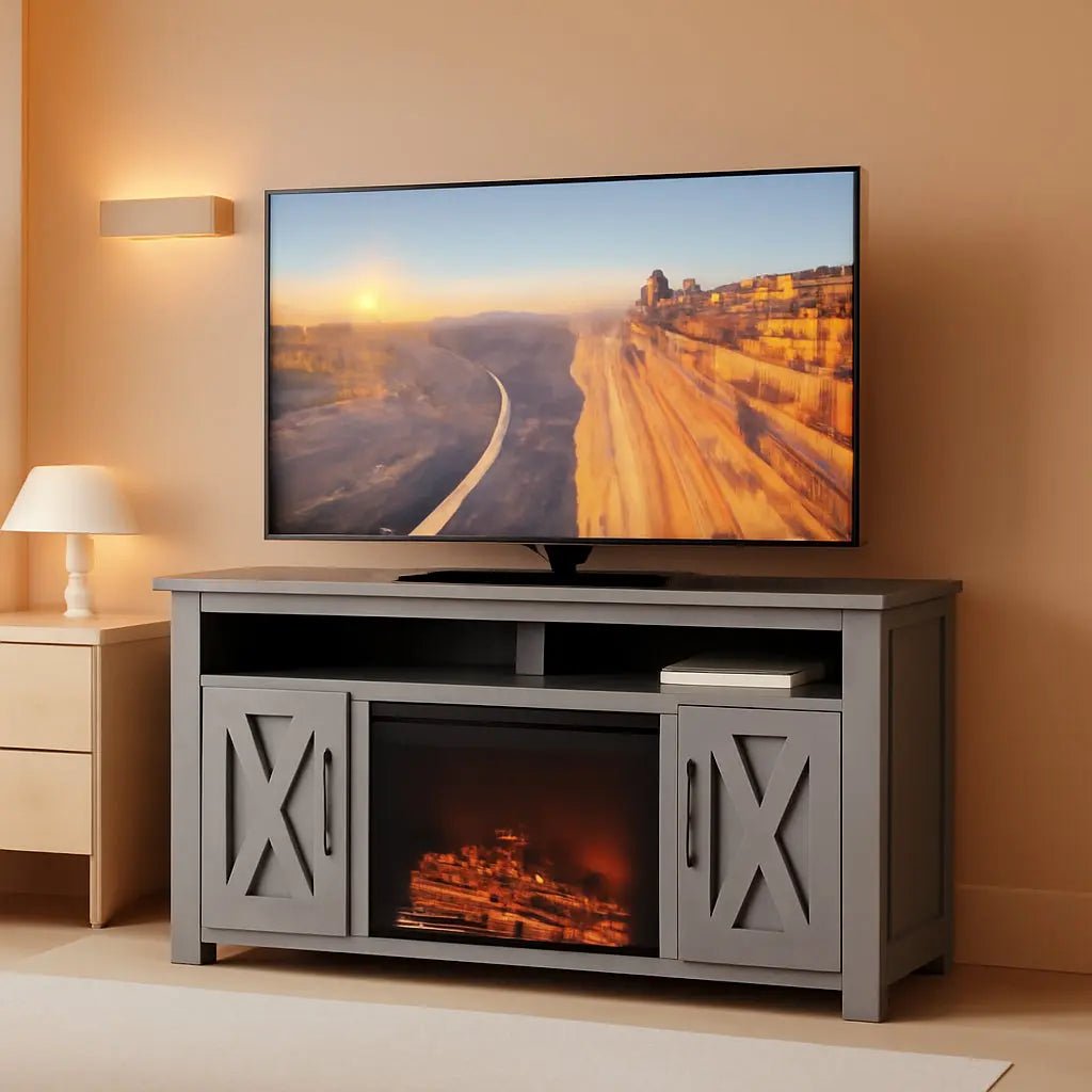 48 Inch Grey Wash TV Stand With Electric Fireplace - Get it from Bo