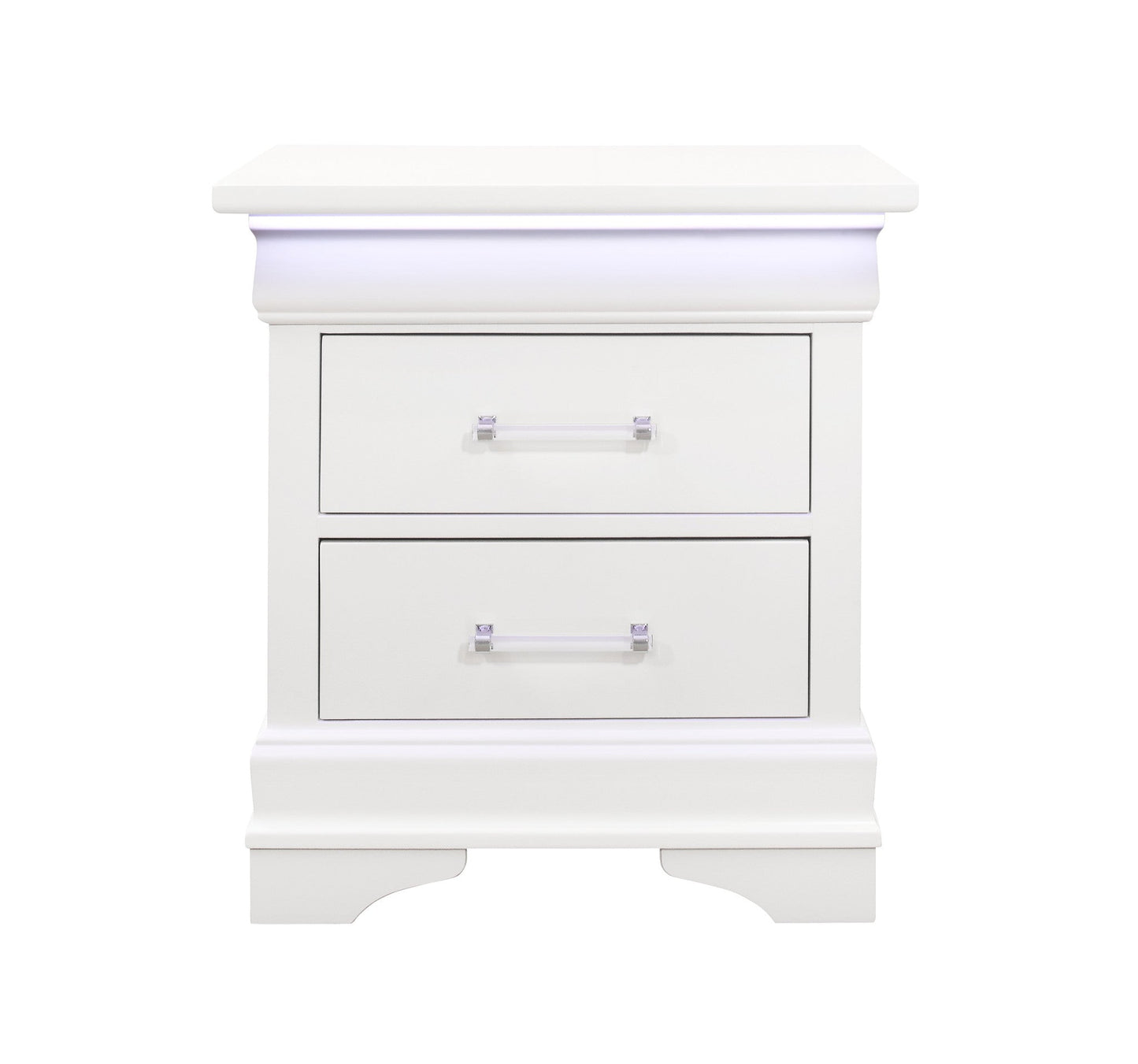 24" White Wood Lighted Two Drawer Nightstand Homeroots