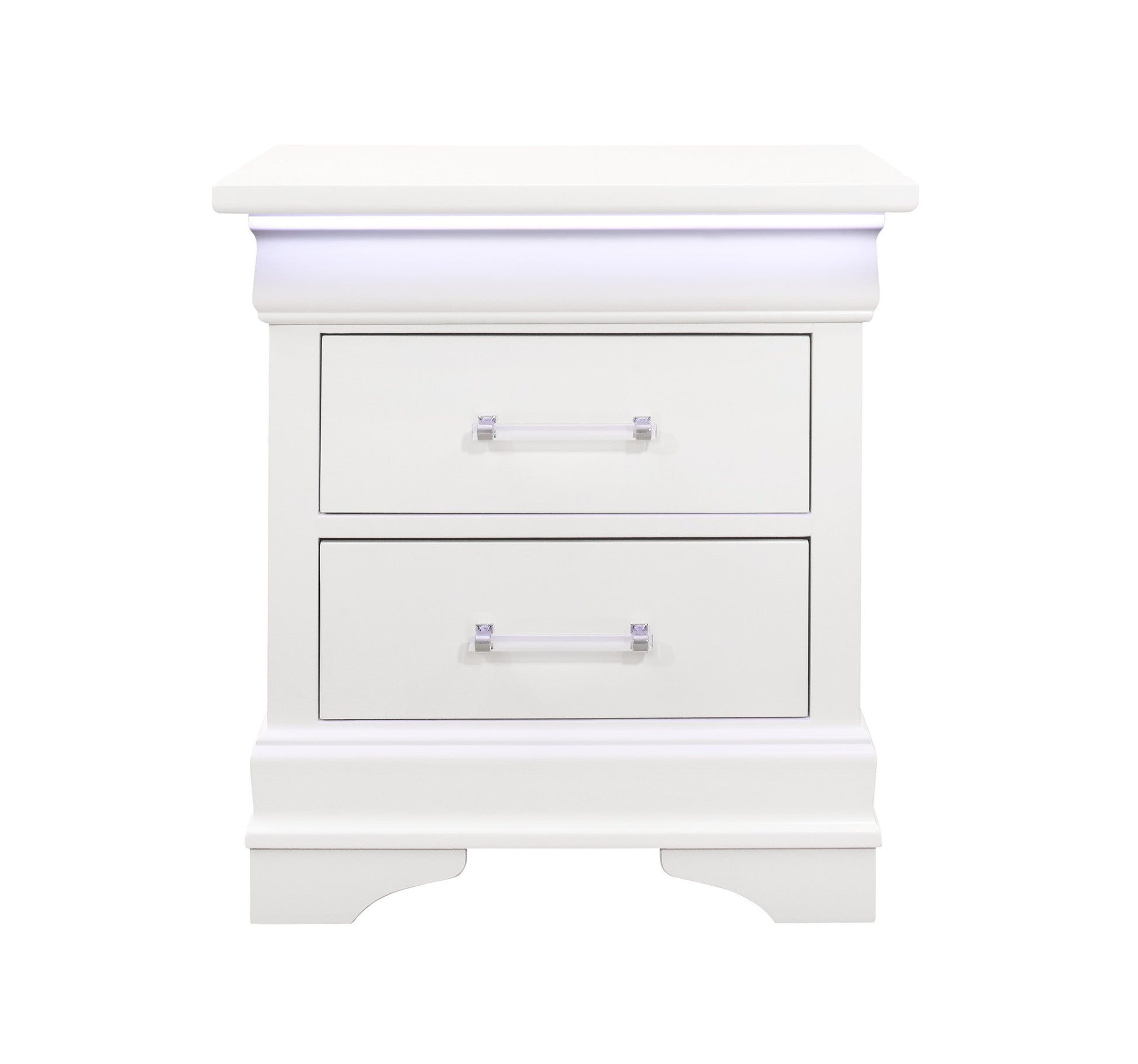24" White Wood Lighted Two Drawer Nightstand Homeroots