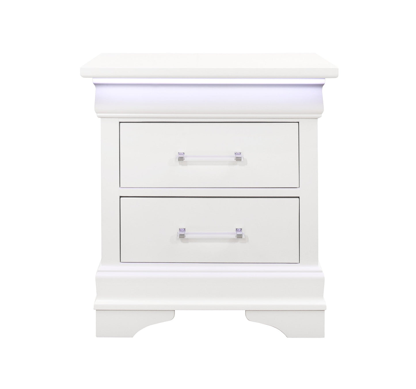 24" White Wood Lighted Two Drawer Nightstand Homeroots
