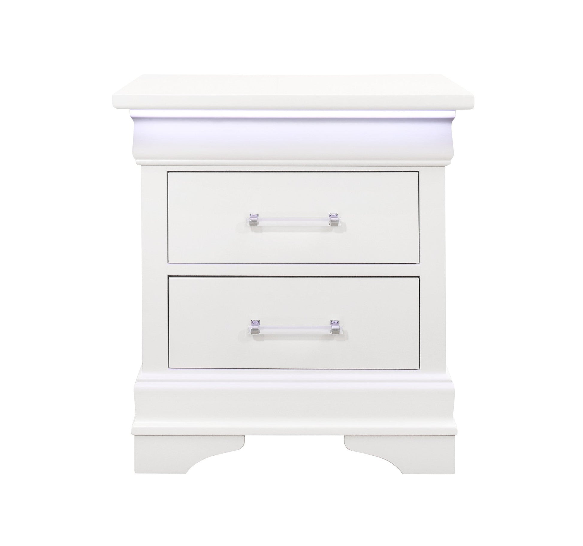 24" White Wood Lighted Two Drawer Nightstand Homeroots