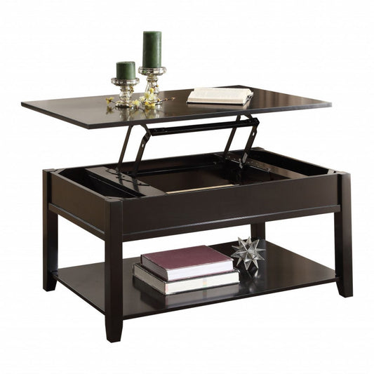 40" Black Wood Lift Top Coffee Table