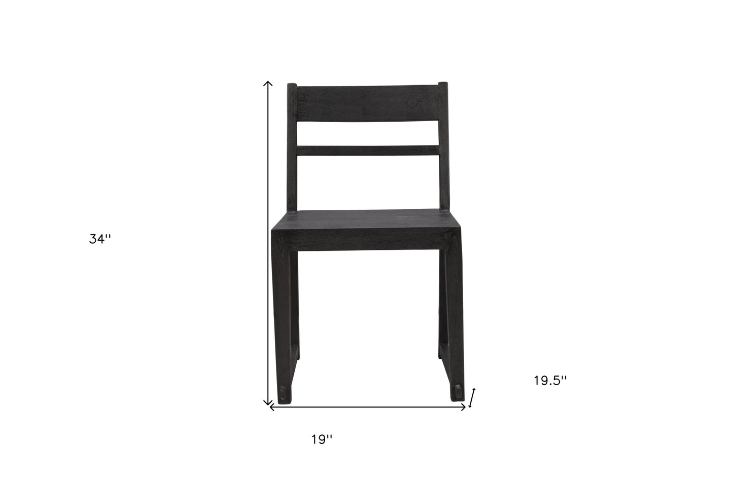 Set of Two Dark Gray Ladder Back Dining Side Chairs