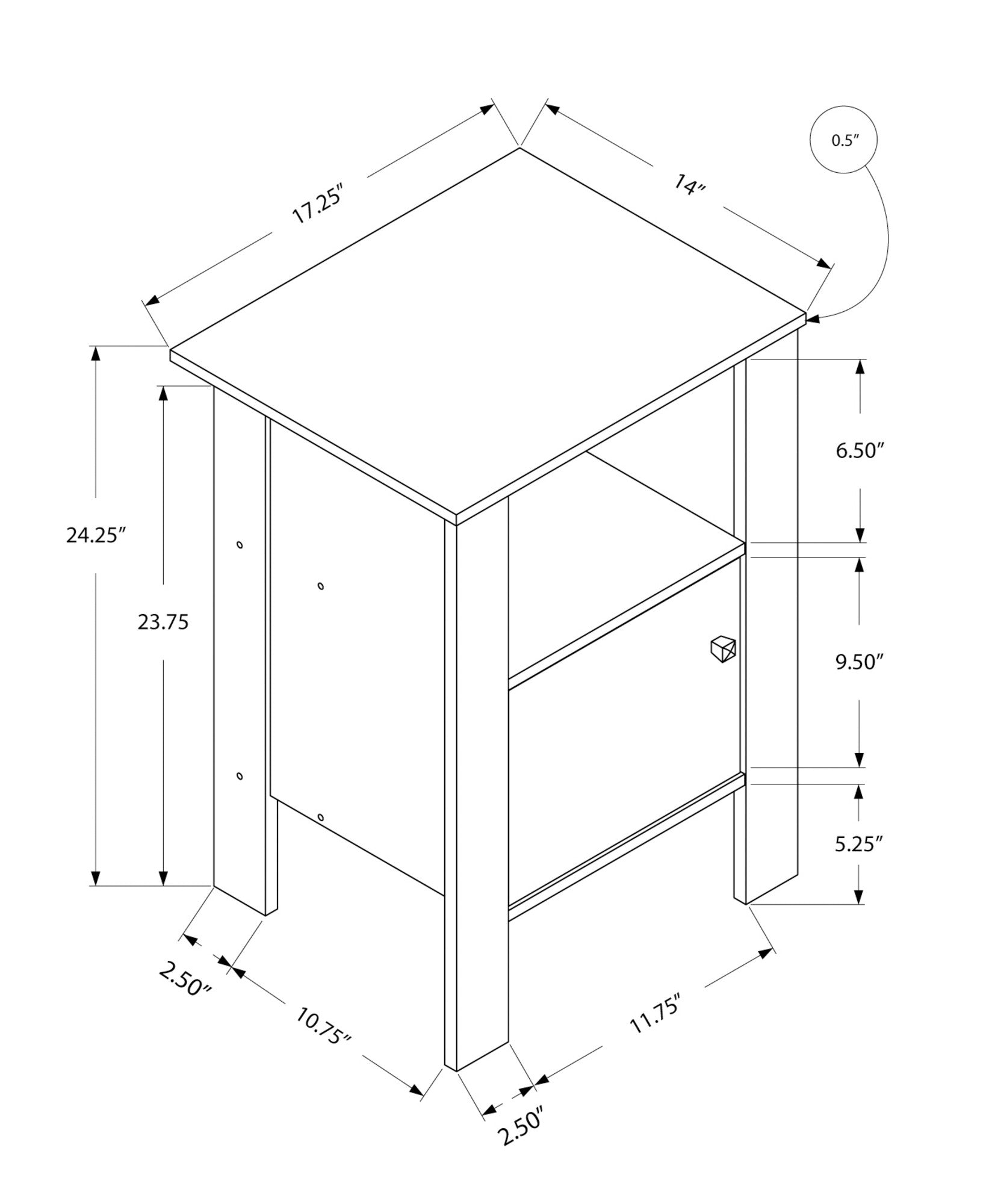 24" Brown Wood Nightstand Homeroots