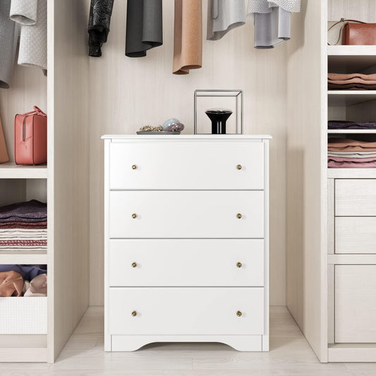 Dresser with 4 Drawers, White, Modern ShipItFurniture