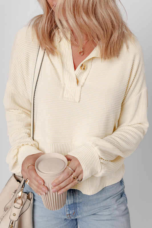 Evelyn Lantern Sleeve Henley Sweatsuit