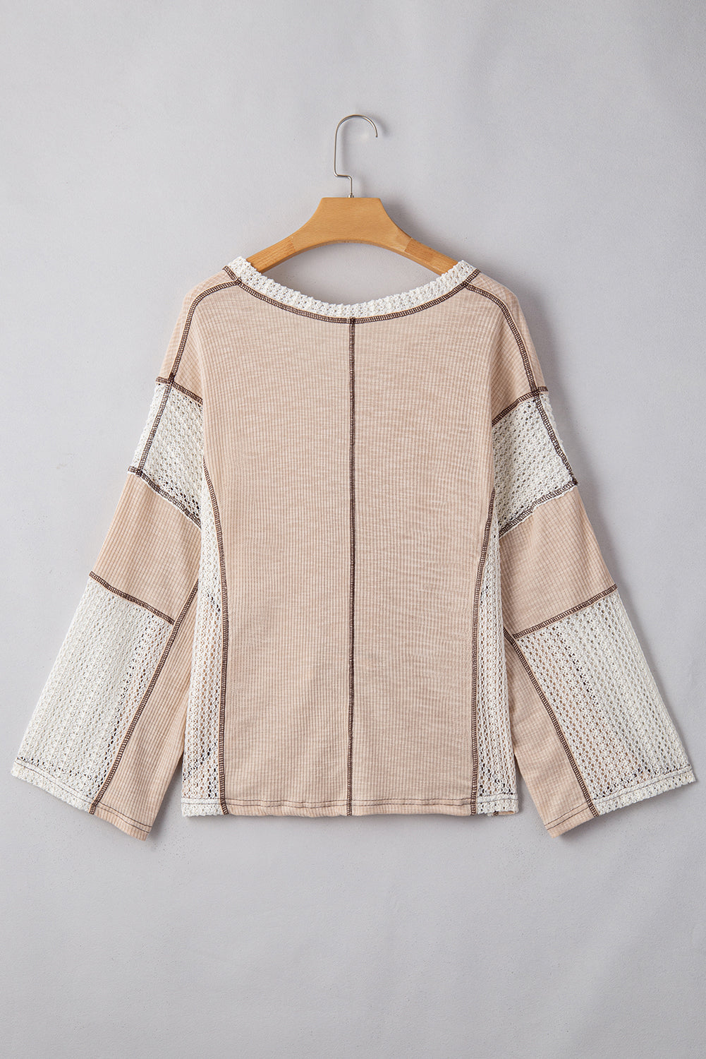 Ruby Crochet Detail Exposed Seam High Low Loose Top Threaded Pear