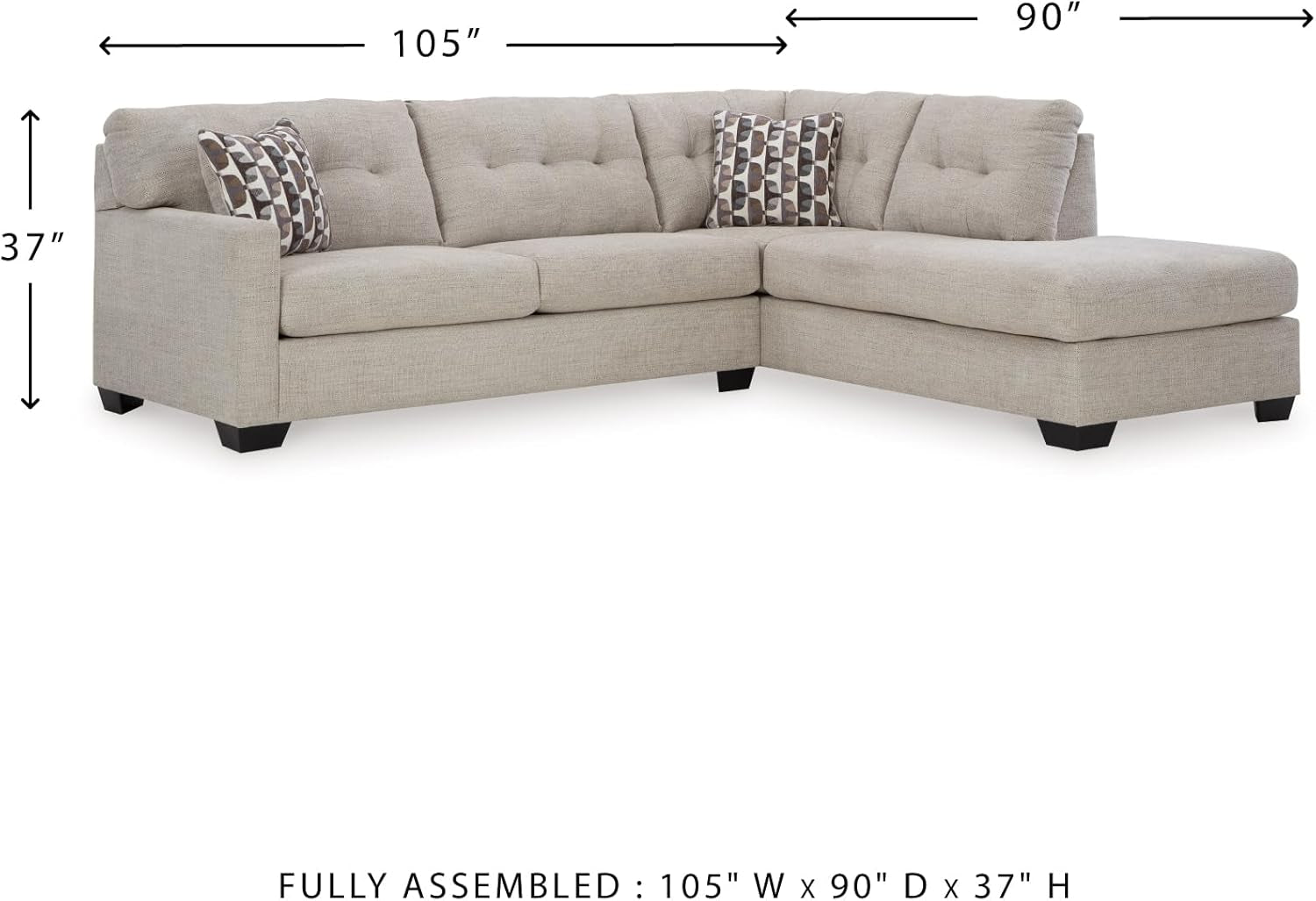 Beige Sleeper Sectional Featuring Chaise Memory Foam ShipItFurniture