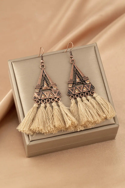Allison Triangle Metal Tasseled Earrings