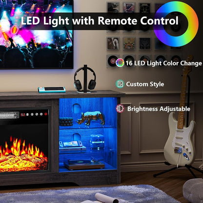 Fireplace TV Stand 18 Inch Electric Fireplace Gray