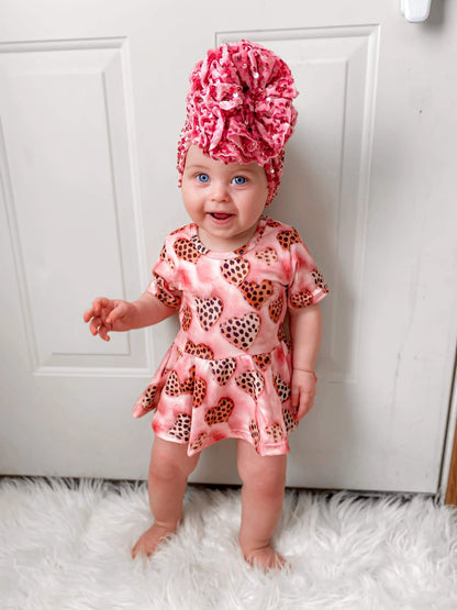 Leopard hearts skirted romper - Get it from Bo
