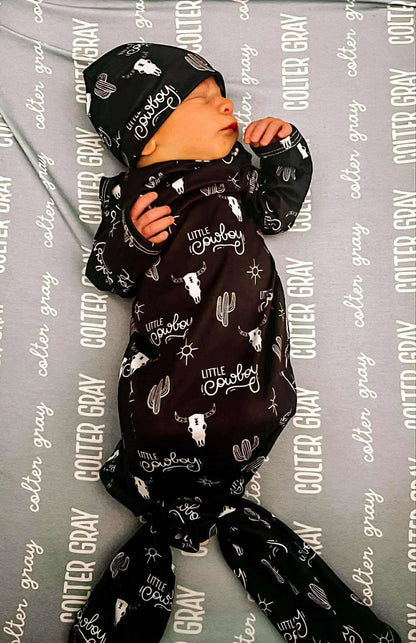 Howdy cowboy gown and headband set Leopardbaby Boutique