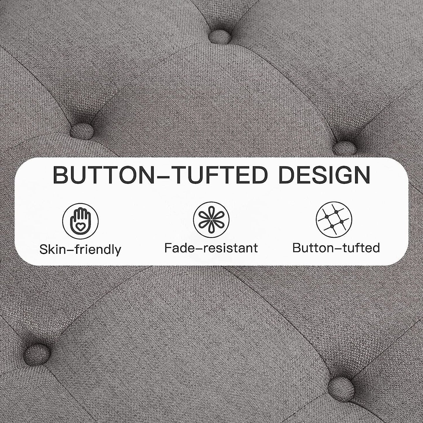 Grey Tufted Storage Ottoman Square For Living Room ShipItFurniture