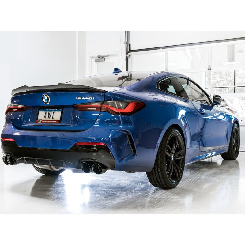 AWE Tuning 2019+ BMW M340i (G20) Non-Resonated Touring Edition Exhaust - Quad Diamond Black Tips NP Motorsports