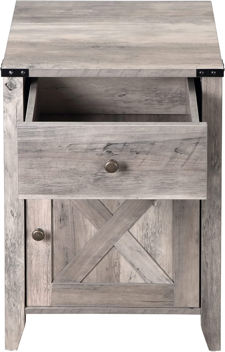 Barnwood Rustic Nightstand, Grey ShipItFurniture