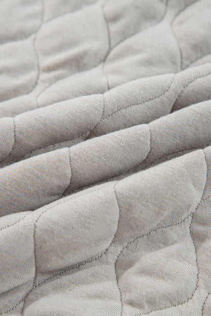 Gray Quilted Quarter Zip Plus Size Hoodie