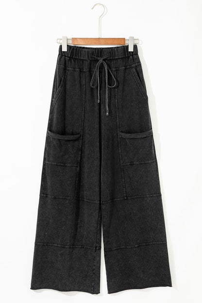 Brittany Mineral Wash Exposed Seam Drawstring Cargo Pants