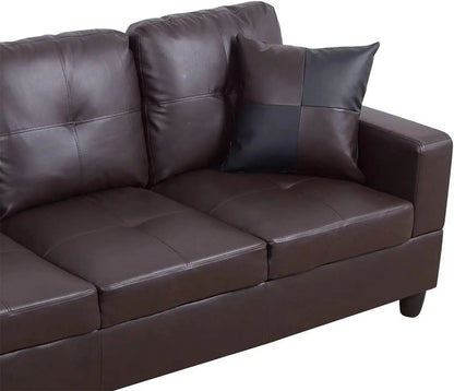 Brown Leather Sectional Sofa Set With Storage Ottoman And Left Facing Chaise ShipItFurniture