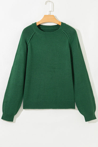 Eleanor Evergreen Raglan Sleeve Sweater