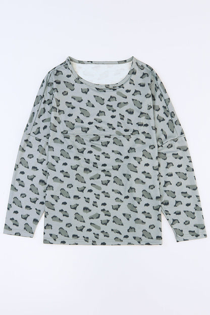 Evelyn Print Stitching Loose Long Sleeve Top