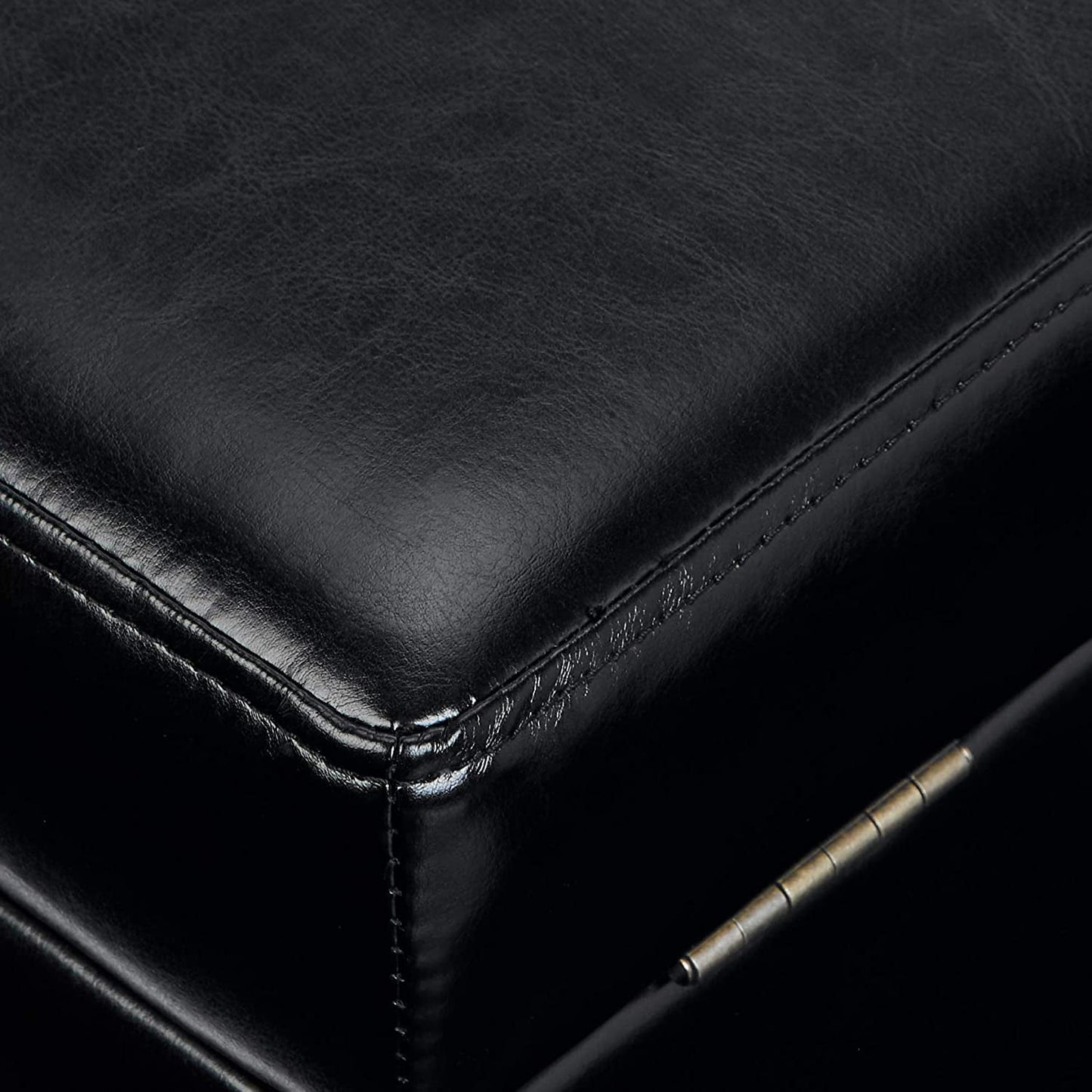 Small Black Faux Leather Ottoman With Hidden Storage ShipItFurniture