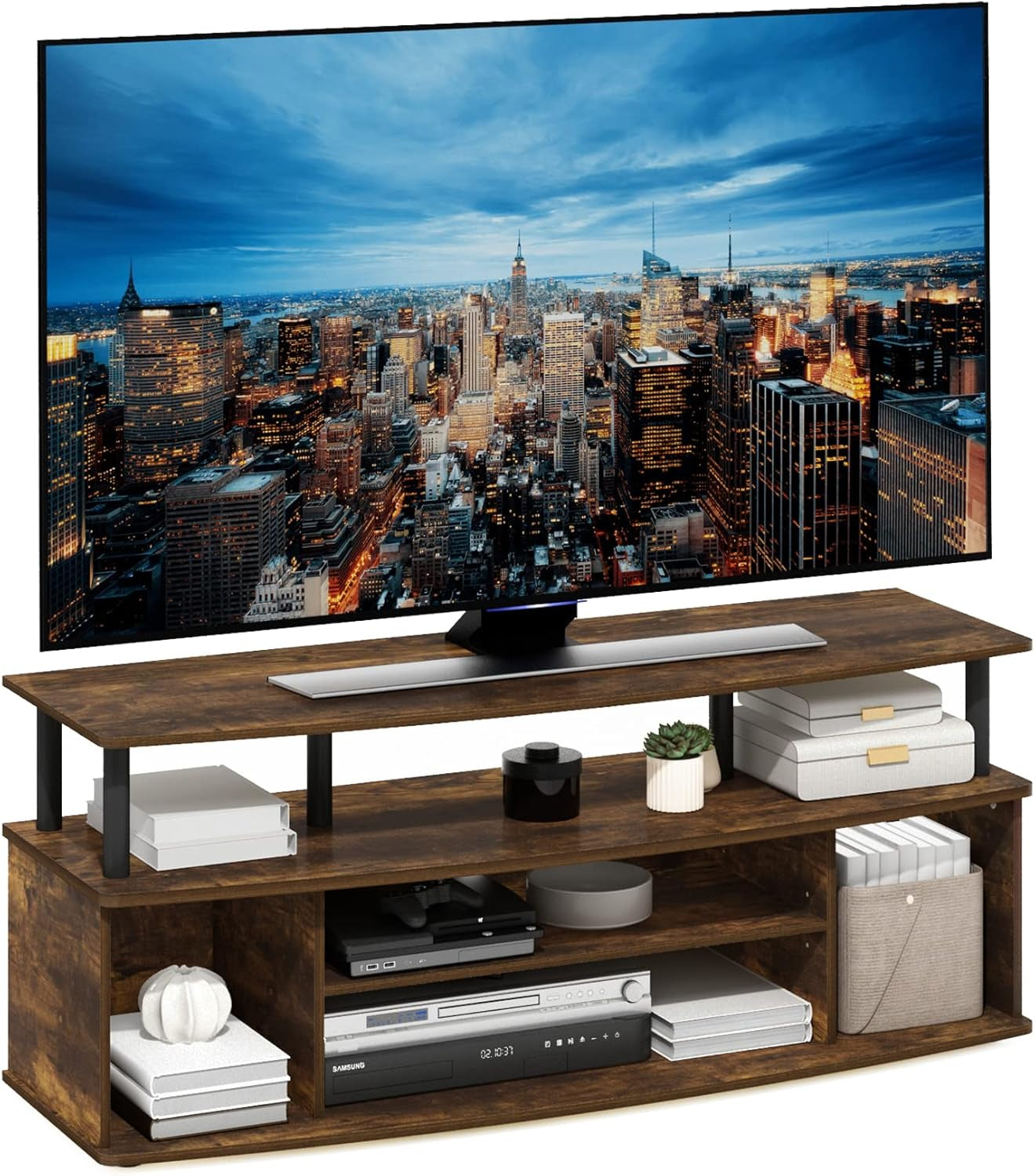 Jaya Amber Pine TV Stand for 55 Inch TV with Storage
