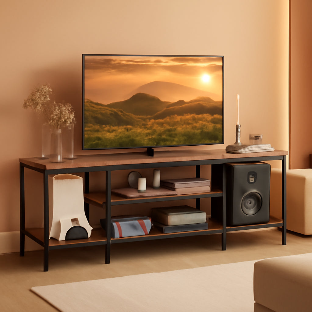 TV Stand With Power Outlets For 65 Inch TV Open Shelves