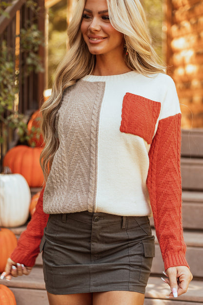 Evelyn Patched Drop Shoulder Sweater