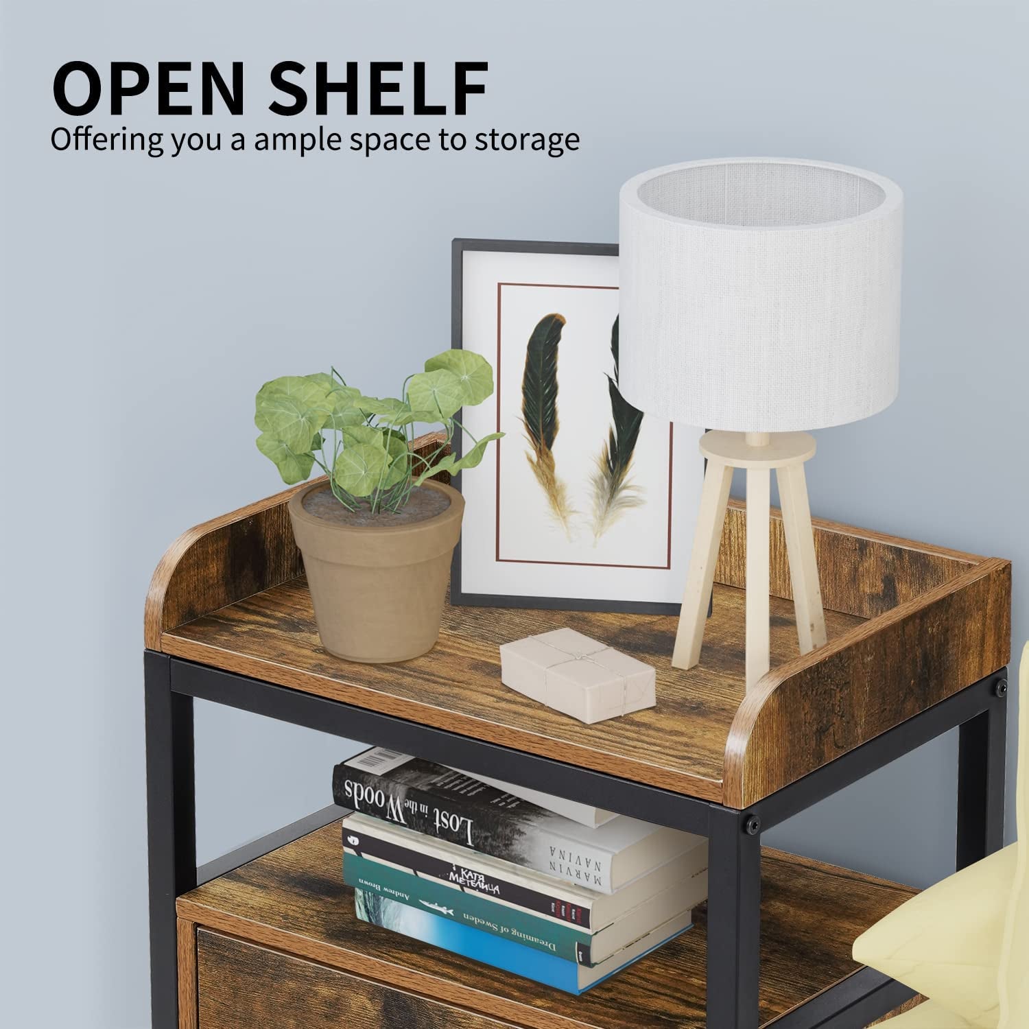 Industrial 3-Tier Nightstand Set ShipItFurniture