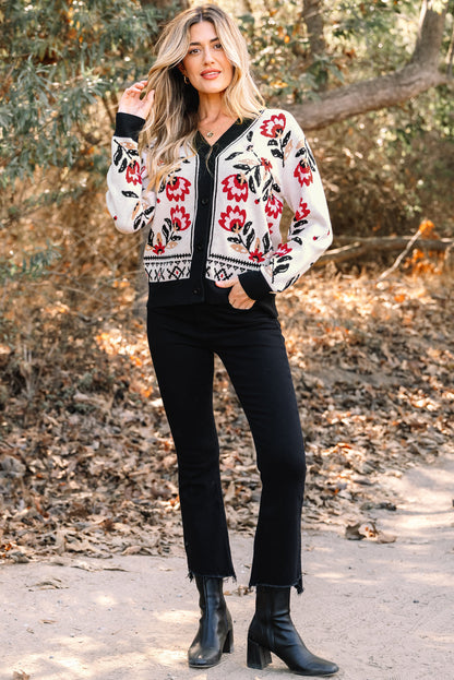 Selene Print Front Knit Cardigan
