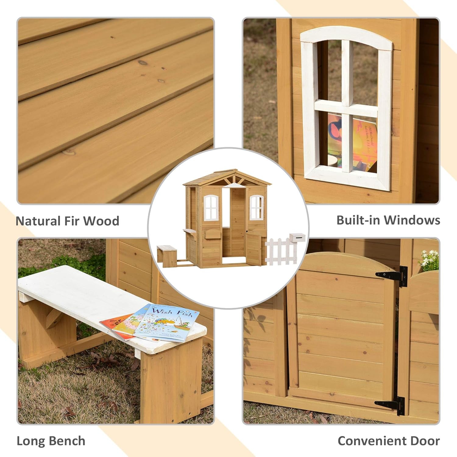 Kids Outdoor Wood Playhouse with Working Features ShipItFurniture