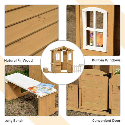 Kids Outdoor Wood Playhouse with Working Features ShipItFurniture